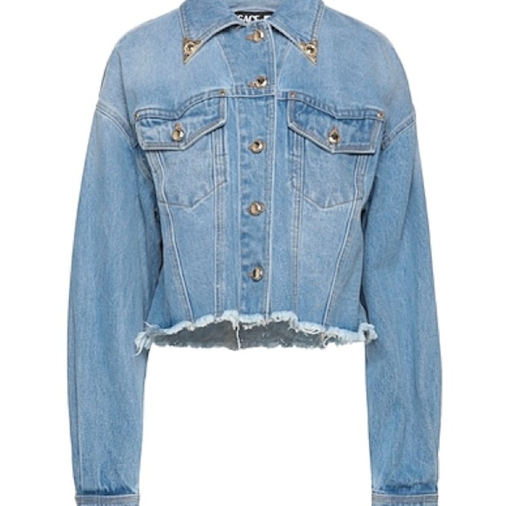 VERSACE Blue Denim Cropped Jacket